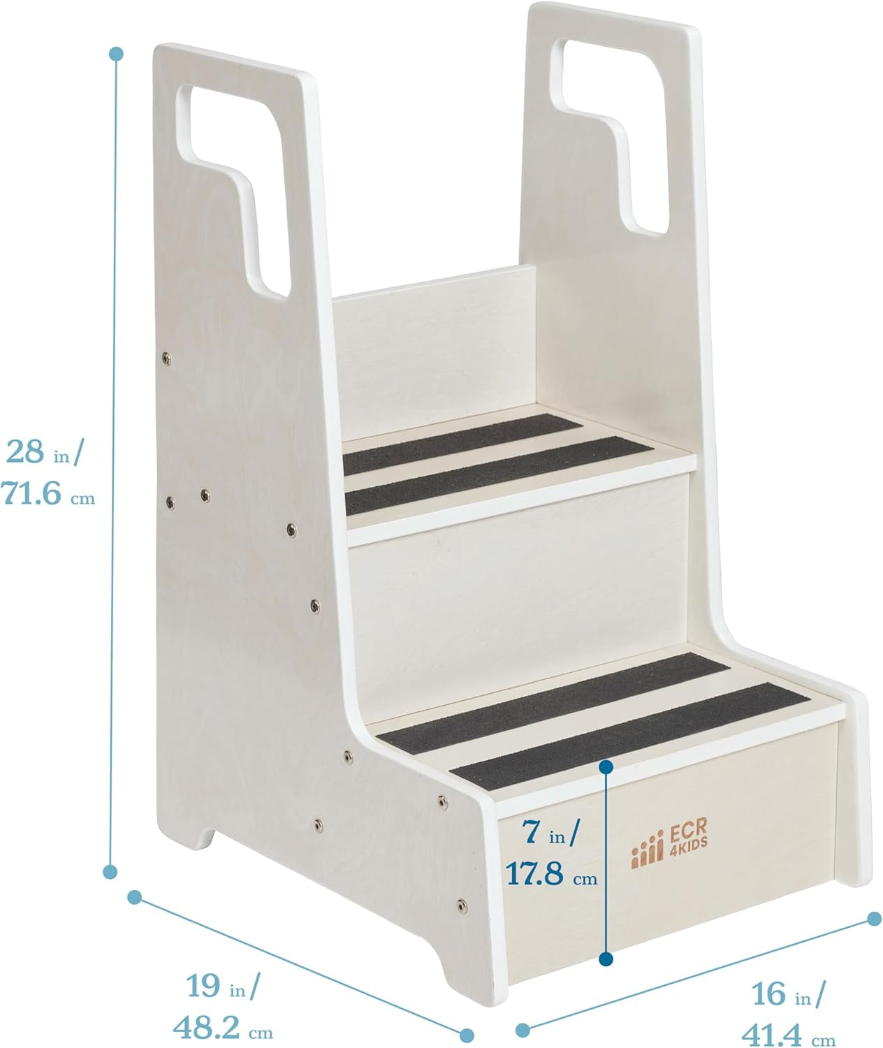 Reach-Up Step Stool with Handles, Kids Furniture, White Wash