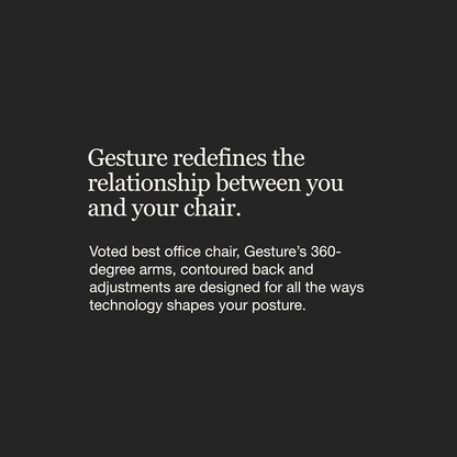 Gesture Office Chair with Head Rest - Ergonomic Work Chair with Wheels for Hard Flooring - Comfortable Office Chair - Intuitive-To-Adjust Chairs for Desk - 360-Degree Arms - Licorice Fabric