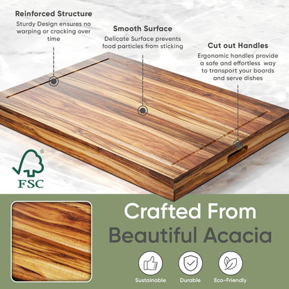 Noodle Board Stove Cover Cutting Board with Handle - Stove Top Cover with Care Brush FSC Certified - Multiuse Gas Stove Cover Board for Serving Chopping Decorating, 30”X22”(Outer) / 28.5”X20.5”(Inner)