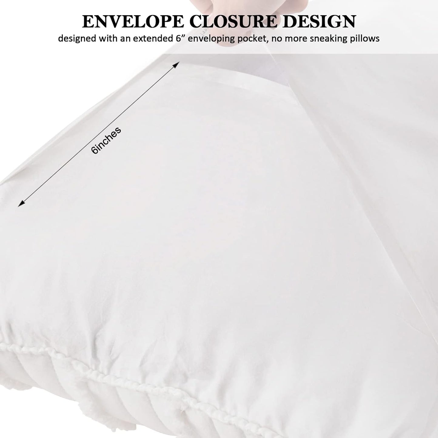 Queen Size Pillow Shams Set of 2, Ultra Soft Breathable 20 X 30 Inches Pillow Case Envelope Closure, Microfiber Farmhouse Bed Pillowcases for Easy Care, White