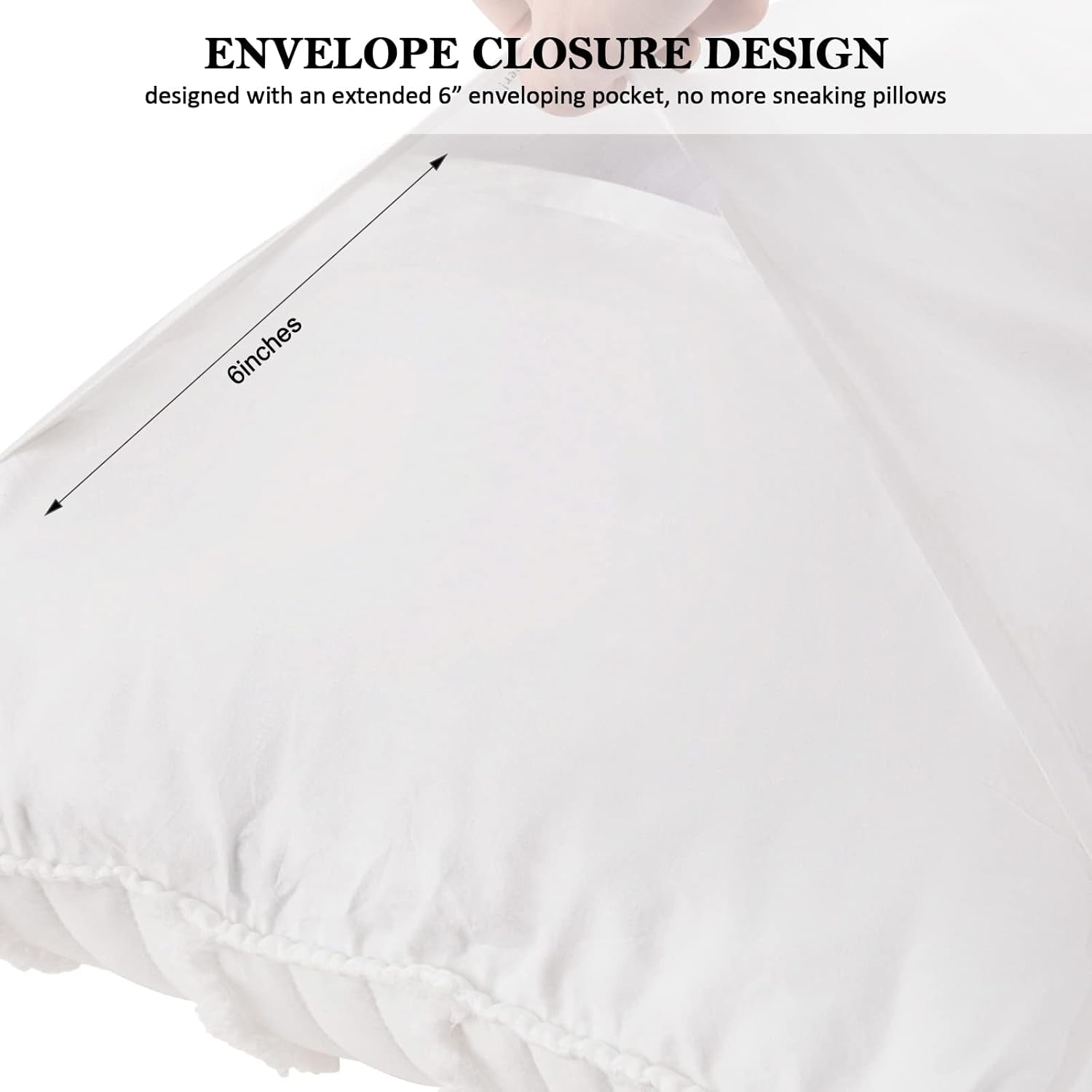 King Size Pillow Shams Set of 2, Ultra Soft Breathable 20 X 36 Inches Pillow Case Envelope Closure, Microfiber Farmhouse Bed Pillowcases for Easy Care, White