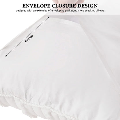 King Size Pillow Shams Set of 2, Ultra Soft Breathable 20 X 36 Inches Pillow Case Envelope Closure, Microfiber Farmhouse Bed Pillowcases for Easy Care, White