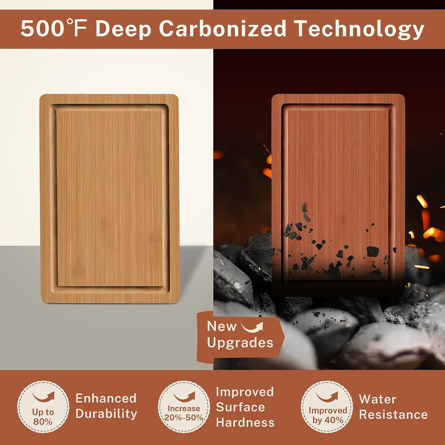 Bamboo Cutting Board Set of 3, Wood Cutting Boards for Kitchen with Juice Grooves, Durable Chopping Board for Meat, Vegetables & Meal Prep