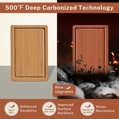 Bamboo Cutting Board Set of 3, Wood Cutting Boards for Kitchen with Juice Grooves, Durable Chopping Board for Meat, Vegetables & Meal Prep