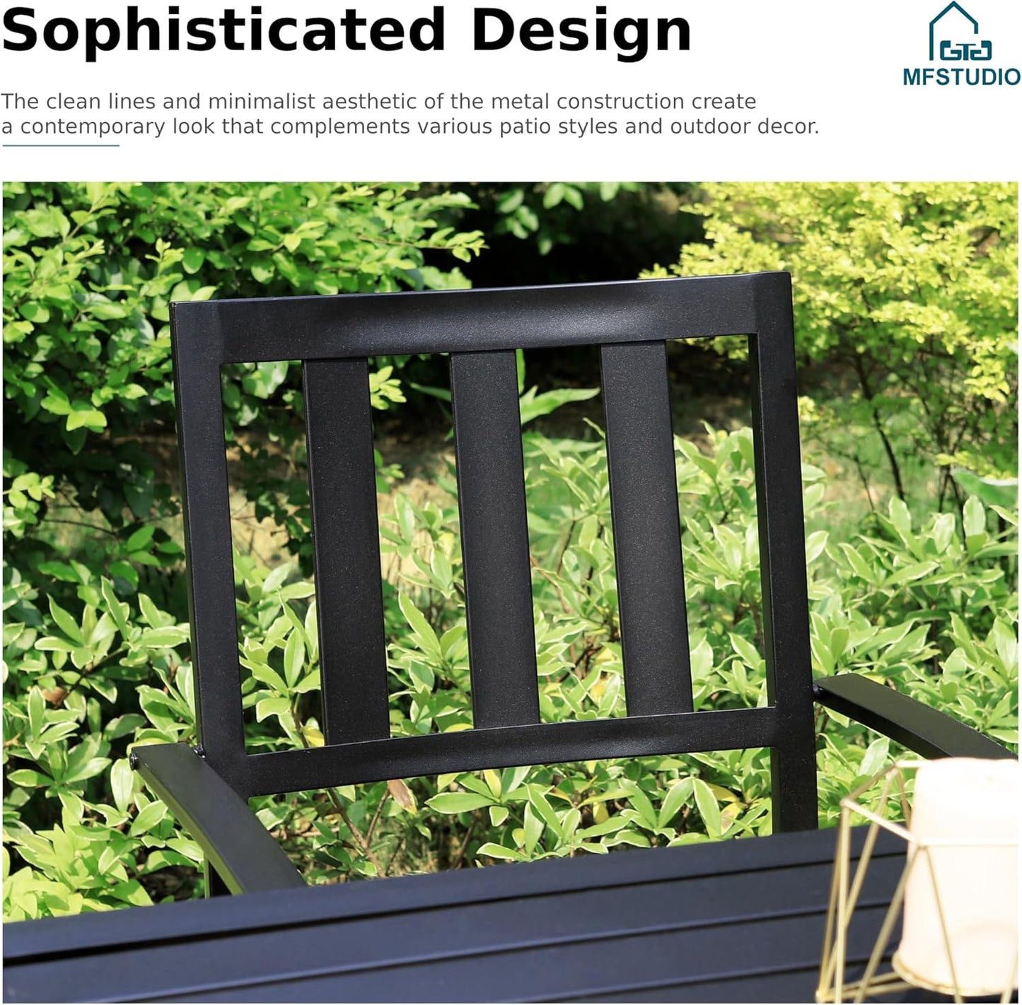 Outdoor Dining Set for 4, Patio Table and Chairs Set with Umbrella Hole, Metal Patio Furniture Set for Patio, Deck, Yard, Porch