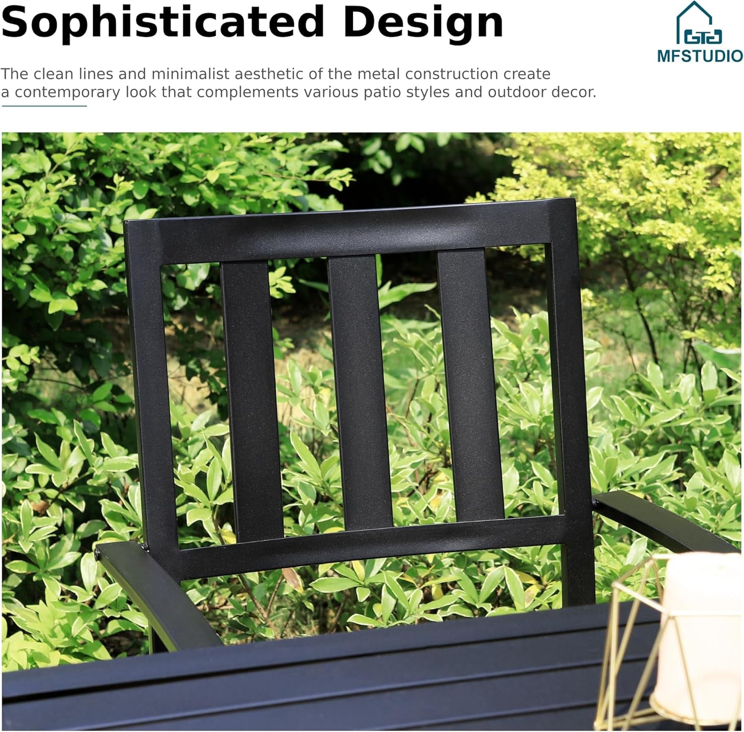 Outdoor Dining Set for 4, Patio Table and Chairs Set with Umbrella Hole, Metal Patio Furniture Set for Patio, Deck, Yard, Porch