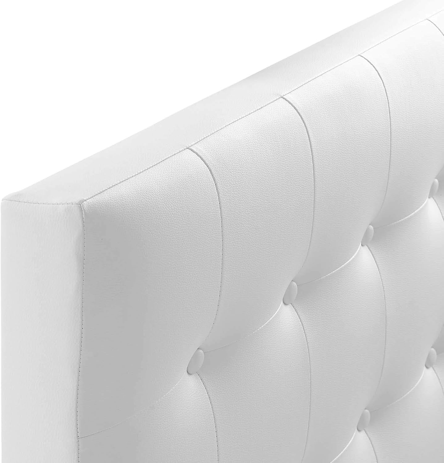 Emily Tufted Button Faux Leather Upholstered Twin Headboard in White
