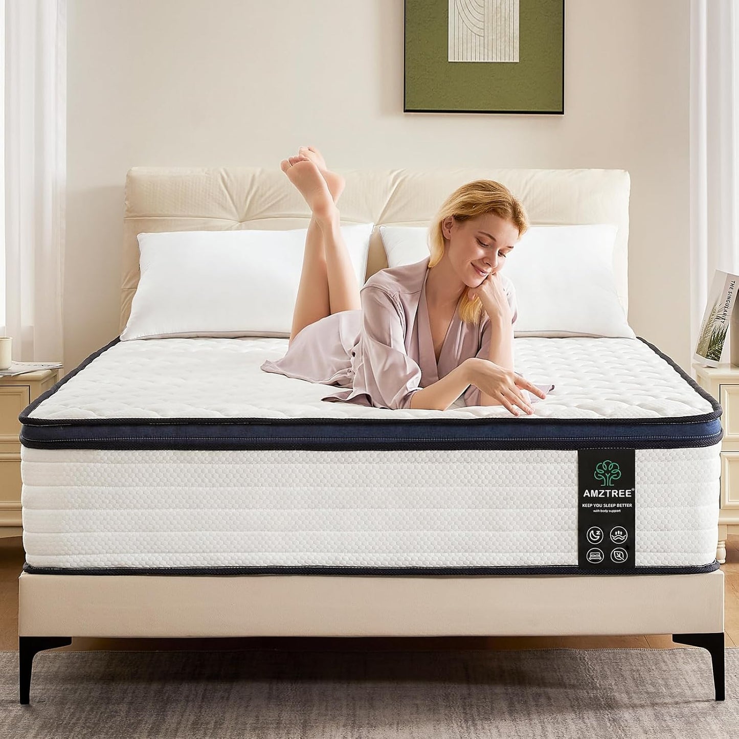 Queen Mattress 12 Inch Mattress Queen Size - Memory Foam & Pocket Coils Springs, Pressure Relief, Medium Firm Comfort, Motion Isolation, Ideal for All Sleep Positions, Certipur-Us Certified