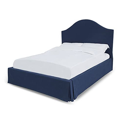 Solid Wood Upholstered Footboard-Storage Bed, California King, Sur - Navy