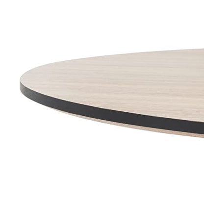 SAFAVIEH Home Collection Rixley Mid-Century Modern Natural/Black Round Top Dining Table