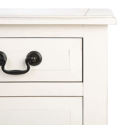 SAFAVIEH Furniture - Primrose 3-Drawer Console Table - Distressed White - Solid Wood - Farmhouse Classic Design - Ideal for Entryway, Living Room, Hallway, 23.5" W x 13" D x 29.5" H (CNS5707A)