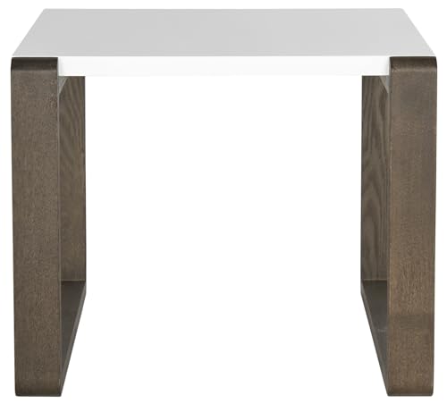 Safavieh Home Collection Bartholomew Mid-Century Modern White and Dark Brown End Table