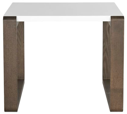 Safavieh Home Collection Bartholomew Mid-Century Modern White and Dark Brown End Table