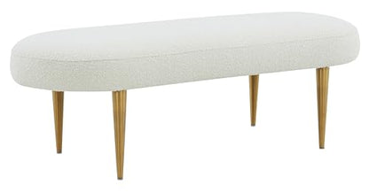SAFAVIEH Couture Collection Corinna Glam Ivory Boucle/Gold Leg Oval Bench