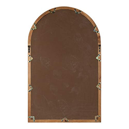 Boldmere Rustic Windowpane Arch Mirror, 28 x 44, Rustic Brown, Farmhouse Window Mirror for Wall
