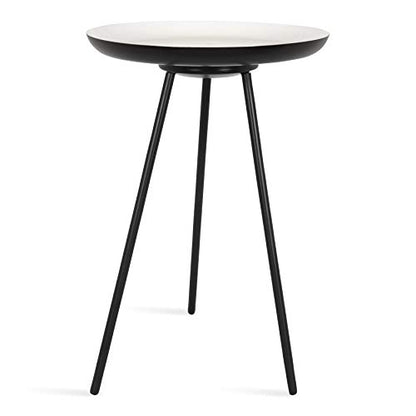 Laranya Modern Side Table, 15" x 15" x 22.5", White and Black, Excellent Sofa End Table and Decorative Accent