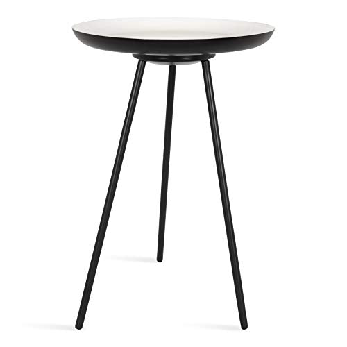Laranya Modern Side Table, 15" x 15" x 22.5", White and Black, Excellent Sofa End Table and Decorative Accent