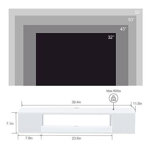 Floating TV Stand, Wall Mounted Entertainment Center and Cabinet Shelf, view 3