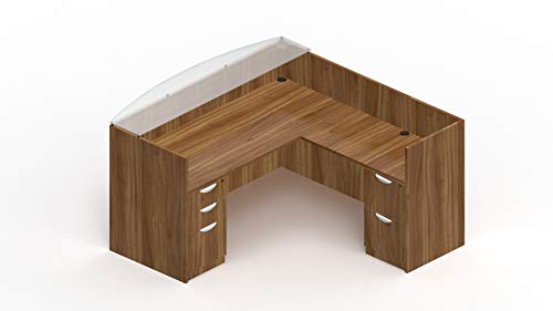 L Shaped Reception Desk with Glass Transaction Counter and 2 Sets, view 2