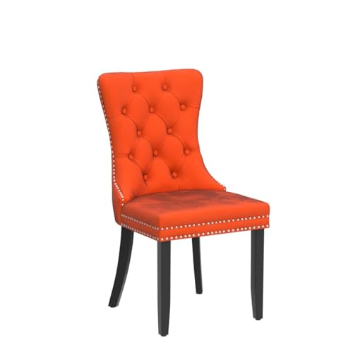 Velvet Dining Chairs Set of 4, Tall Back Side Chair, Modern Upholstered High-end Tufted Side Chair with Button Back Ring, Solid Wood Legs (Orange)