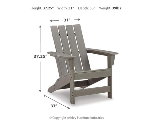 Signature Design by Ashley Visola Outdoor Patio HDPE Weather Resistant Adirondack Chair, Gray