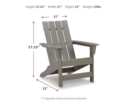 Signature Design by Ashley Visola Outdoor Patio HDPE Weather Resistant Adirondack Chair, Gray