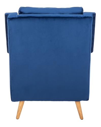 Safavieh Home Astrid Navy and Natural Oak Mid-Century Arm Chair