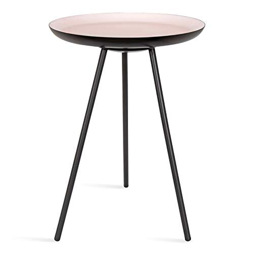 Laranya Modern Side Table, 15" x 15" x 22.5", Pink and Black, Glam Minimalist End Table