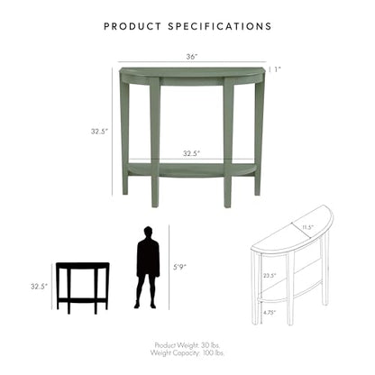 Payne Modern Half Moon Accent Console Table with Storage Shelf, Decorative Entryway Furniture for Living Room, Hallway, Entrance, Small Spaces, Sage Green