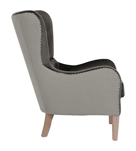 Modern Farmhouse Wingback Chair, Dark Gray/Gray