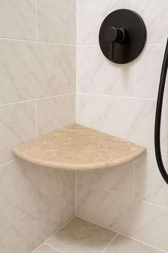 Premium Quality Durango Cream Filled and Honed Ivory Light Travertine Corner Shelf 9'' (1)