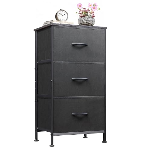 Small Dresser Nightstand for Bedroom, 3 Drawers, Charcoal Black, view 2