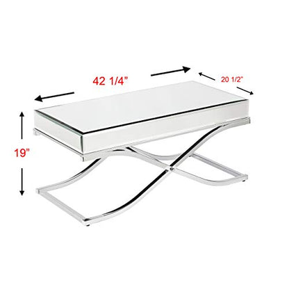Ava Mirrored Coffee Table, Cocktail, Chrome