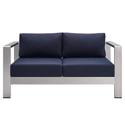Shore Aluminum 3 Piece Outdoor Patio Furniture Set | Sturdy Anodized Frames | Sunbrella Cushions | Coffee Table, Loveseat, Sofa