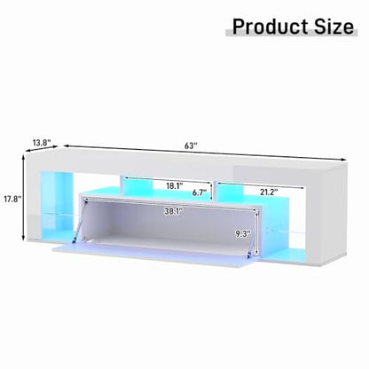 63" Floating High Gloss LED TV Stand for 75" TVs, view 3