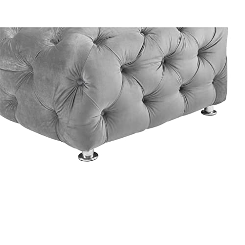 U-Shaped Modular Sofa Grey Velvet Fabric Living Room Furniture