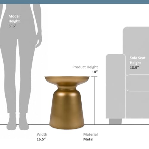 Toby 17" Wide Drum Iron Table in Gold, view 4