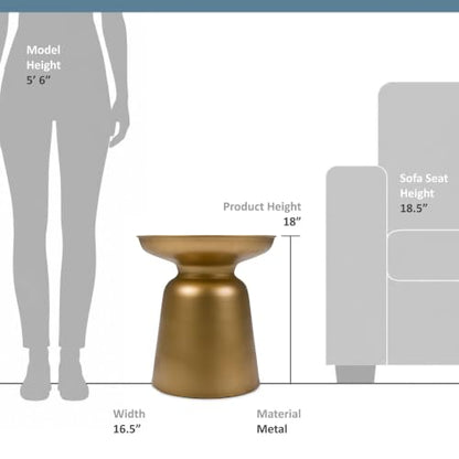 Toby 17" Wide Drum Iron Table in Gold, view 4