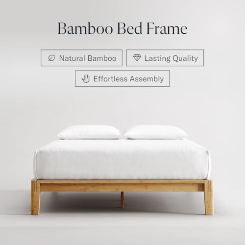 Bamboo Cal King bed frame, natural color, 12 inch height, view 3