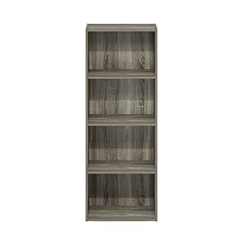 LUDER 4-Tier Book Shelf, Open Shelves Bookshelf, French Oak, view 5