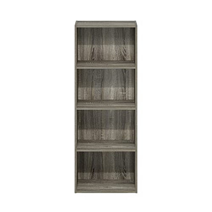 LUDER 4-Tier Book Shelf, Open Shelves Bookshelf, French Oak, view 5