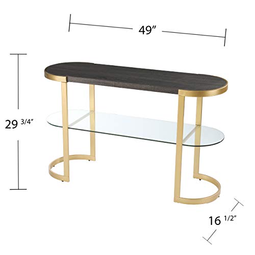 Otsento Console Table - Transitional Design, Black Glass and Wood - Ideal for Entryway, Living Room (CM1104303)