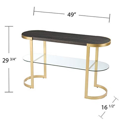 Otsento Console Table - Transitional Design, Black Glass and Wood - Ideal for Entryway, Living Room (CM1104303)