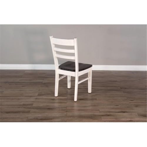 Sunny Designs Carriage House 18" Ladderback Chair in White/Dark Brown (Set of 2)