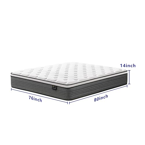 King Size Matresses, 14 Inch Pocketed Spring King Mattress in a Box, view 3