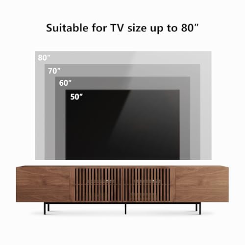 94.48" Mid Century Modern TV Stand for TVs up to 70"-90",Tv Console with 4 Storage Cabinets, Media Furniture for Living Room or Bedroom,Walnut