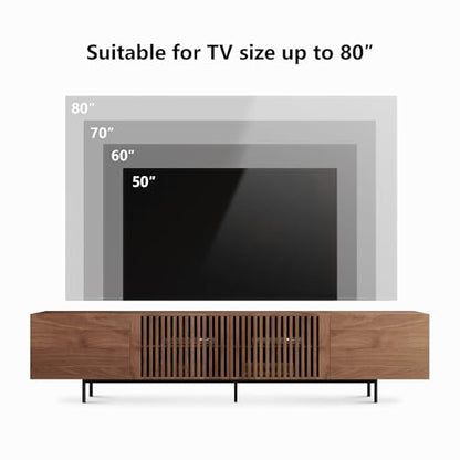 94.48" Mid Century Modern TV Stand for TVs up to 70"-90",Tv Console with 4 Storage Cabinets, Media Furniture for Living Room or Bedroom,Walnut