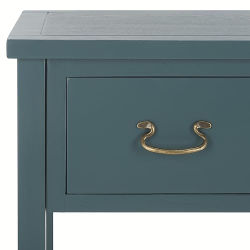 SAFAVIEH Home Collection – Cindy Teal Console Table with Three Drawers, French Farmhouse Storage Console, Tapered Leg Design (AMH6568H)
