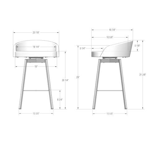 Cruz 26 in. Swivel Counter Stool - Cream Faux Leather/Black Metal