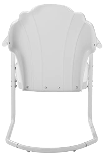 Tulip 2-Piece Outdoor Chair Set, Retro Metal Patio Chairs for Dining, Porch, Deck, Balcony, White Satin